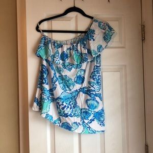 Lilly Pulitzer One Shoulder Ruffle Top